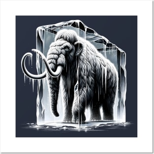 Prehistoric Freeze - Woolly Mammoth Ice Block Posters and Art